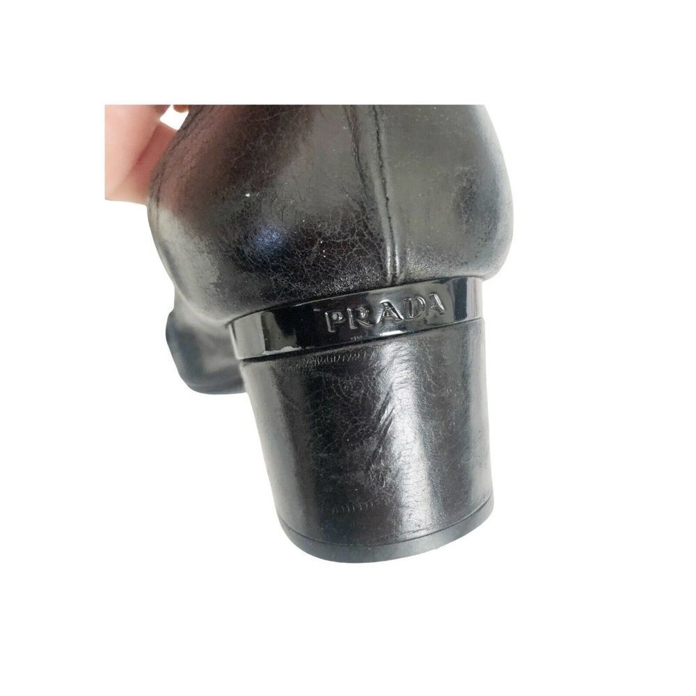 Prada Black Leather Flats with Gold Buckle - Picture 7 of 12